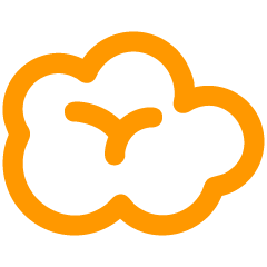 Orange cloud-like symbol on a white background