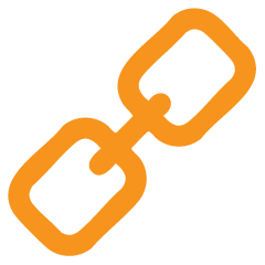 Orange chain link icon on a white background